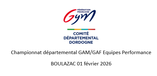 Boulazac : Organigramme championnat départemental GAM GAF 01 février 2026
