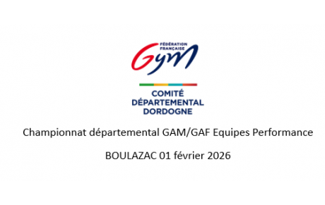 Boulazac : Organigramme championnat départemental GAM GAF 01 février 2026
